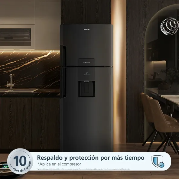 Nevera MABE No Frost Congelador Superior 394 Litros RMP415GCG Negro Grafito