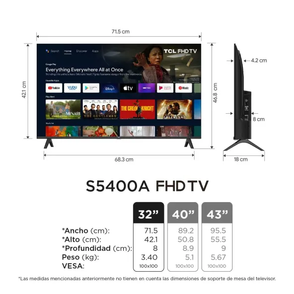 Televisor TCL 32" LED FHD Smart TV 32S5400